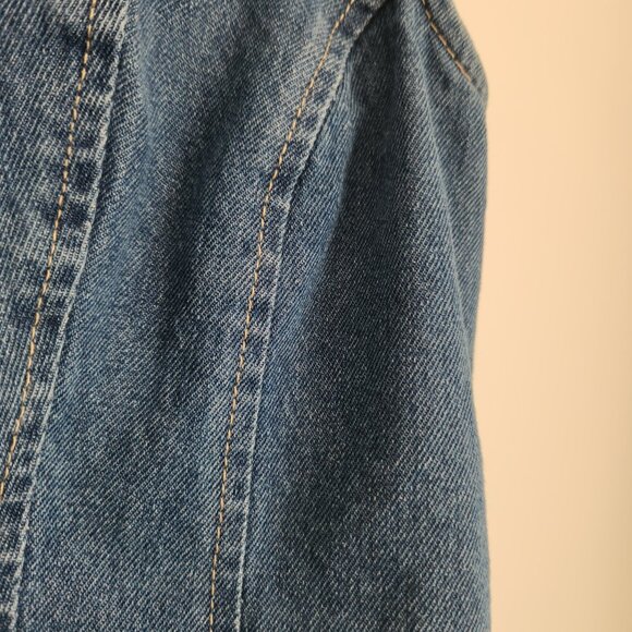 Lone Star Size M Denim Raw Front Hem Sleeveless Pullover Crop Top Ruched Back - Picture 10 of 10
